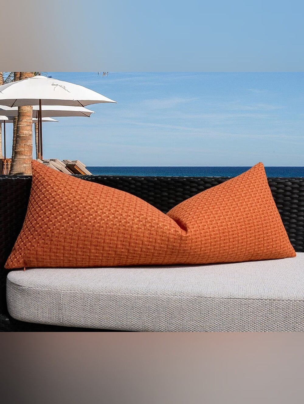 Orange Outdoor Waterproof Decorative Lumbar Pillow Cover 14 X 36